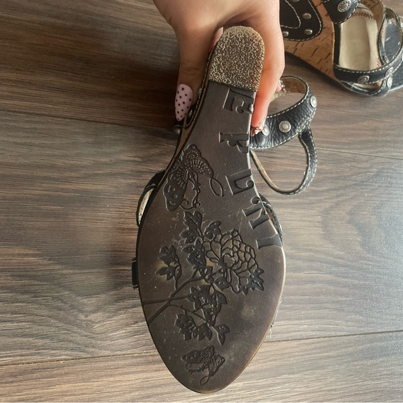 Replay Black Studded Cork Wedge Sandals with Silver Accents - Picture 5 of 5